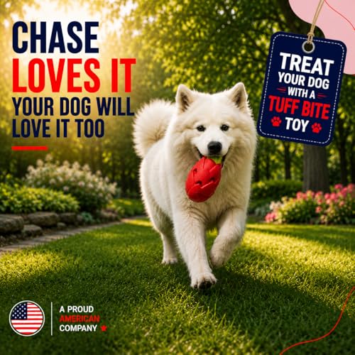 TUFF BITE Dog Chew Toy for Aggressive Chewers Durable Natural Rubber Treat Dispensing Toy with Milk Scent Tough Fetch & Chew Toy for Small, Medium & Large Dogs