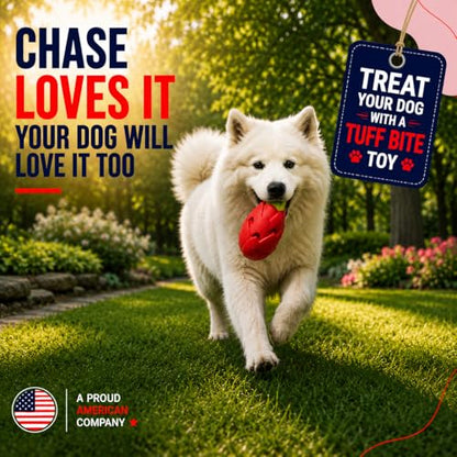 TUFF BITE Dog Chew Toy for Aggressive Chewers Durable Natural Rubber Treat Dispensing Toy with Milk Scent Tough Fetch & Chew Toy for Small, Medium & Large Dogs