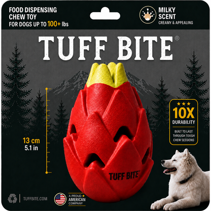 TUFF BITE Dog Chew Toy for Aggressive Chewers Durable Natural Rubber Treat Dispensing Toy with Milk Scent Tough Chew Toy for Medium & Large Dogs
